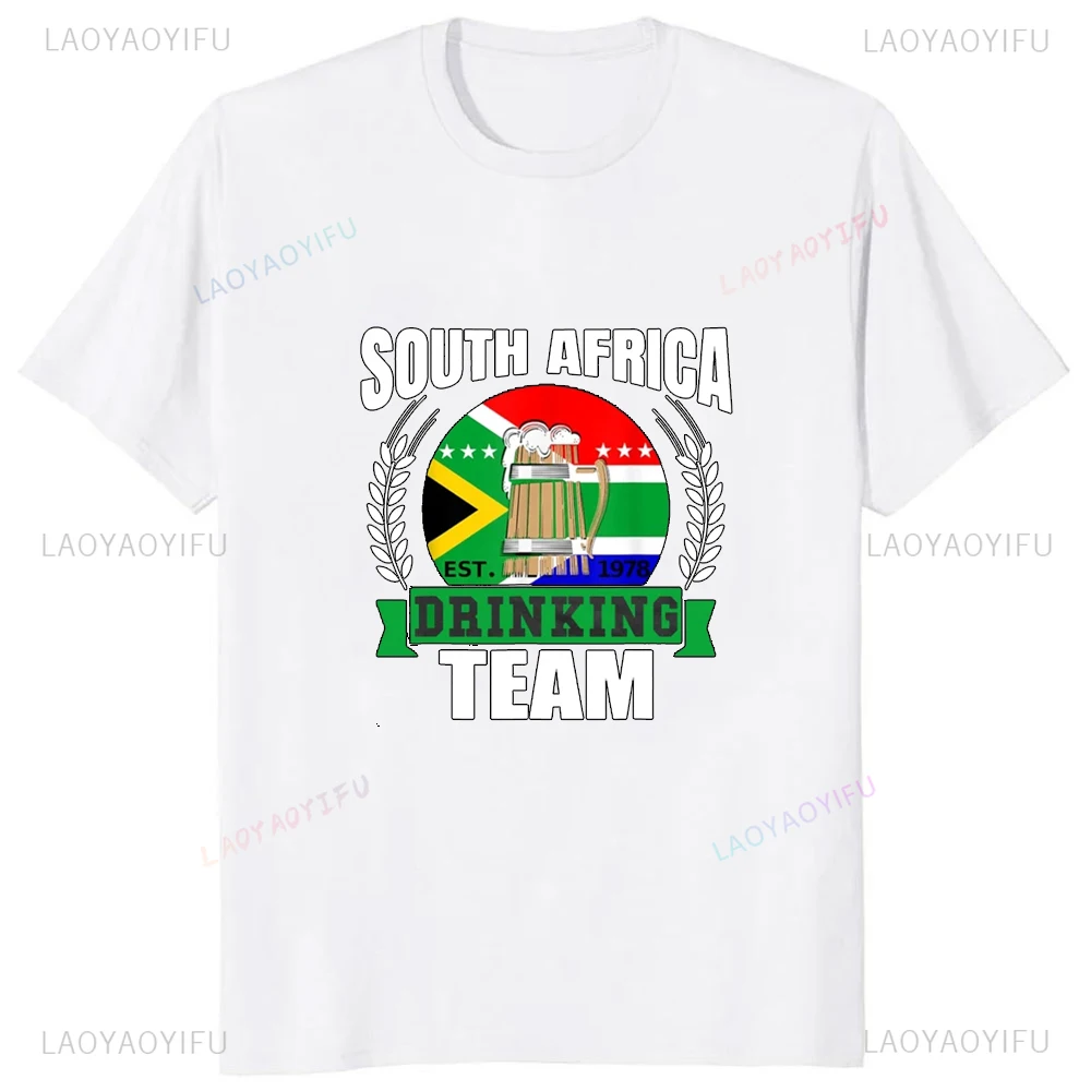 Funny African Flag Party Gift T-shirt South Africa Drinking Team Men T Shirt Summer Casual Fashion Loose Streetwear Hip Hop Tees