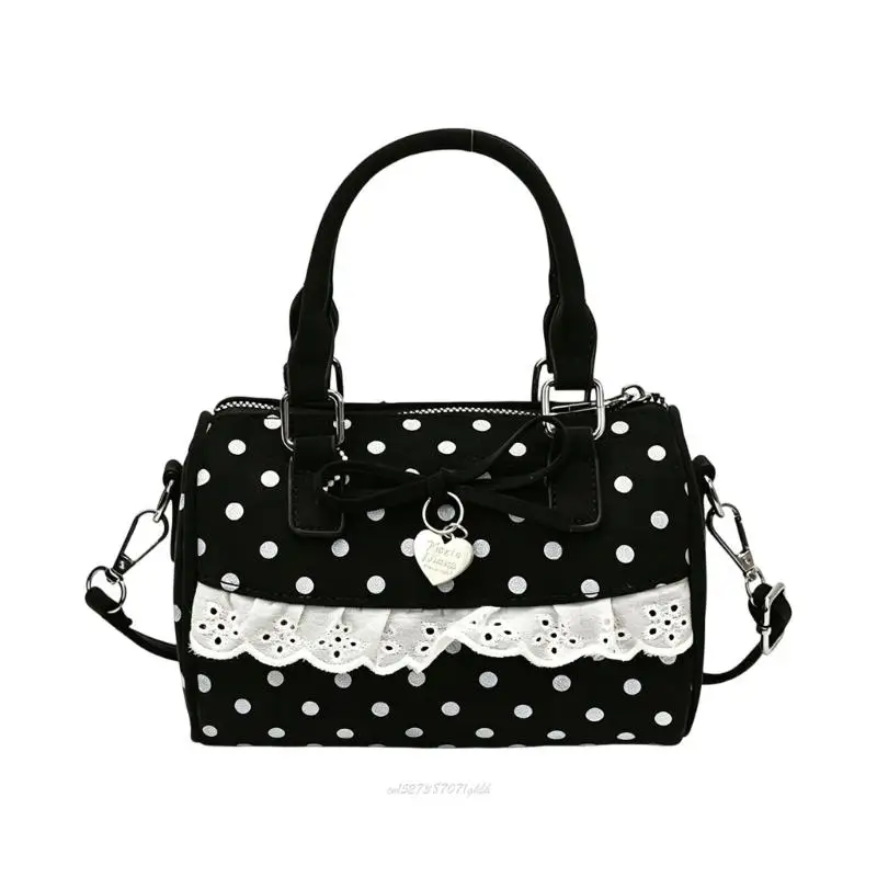 

X5XA Elegant Lace Trim PU Handbag For Women Stylish Crossbody Shoulder Bag With Adjustable Strap Fashion Evening Purse