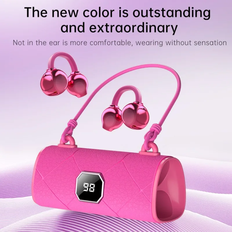 Open Ear Clip Earbud Wireless Bluetooth5.4 Headphone Noise Cancelling LED Power Display Earphone With Mic HD Call Sports Headset