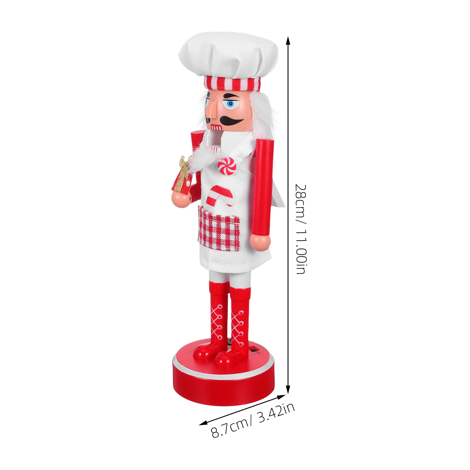 1Set Nutcracker Soldier Chef Plastic Xmas Holiday Centerpiece Lighted Decorative Xmas Mantel Tabletop Christmas Puppet Decor