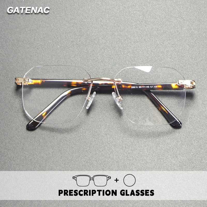 Gatenac بدون إطار نظارات للقراءة الرجال مكافحة الضوء الأزرق اللونية بدون شفة إطار نظارات مخصصة الطبية قصر النظر نظارات