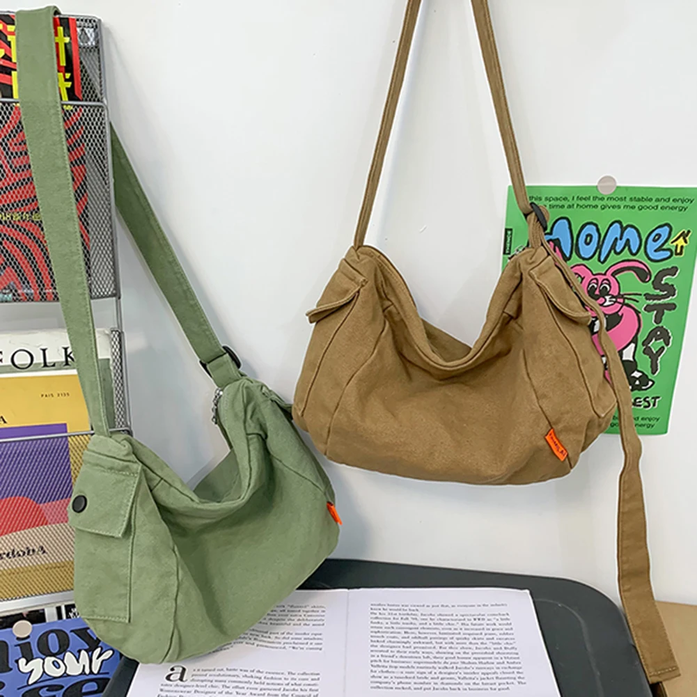 Sacs de messager en toile pour femmes, sac à bandoulière Hobos décontracté, design souple, sac lancé par un livre scolaire, style japonais unisexe, nouveau, Y2K, 2023