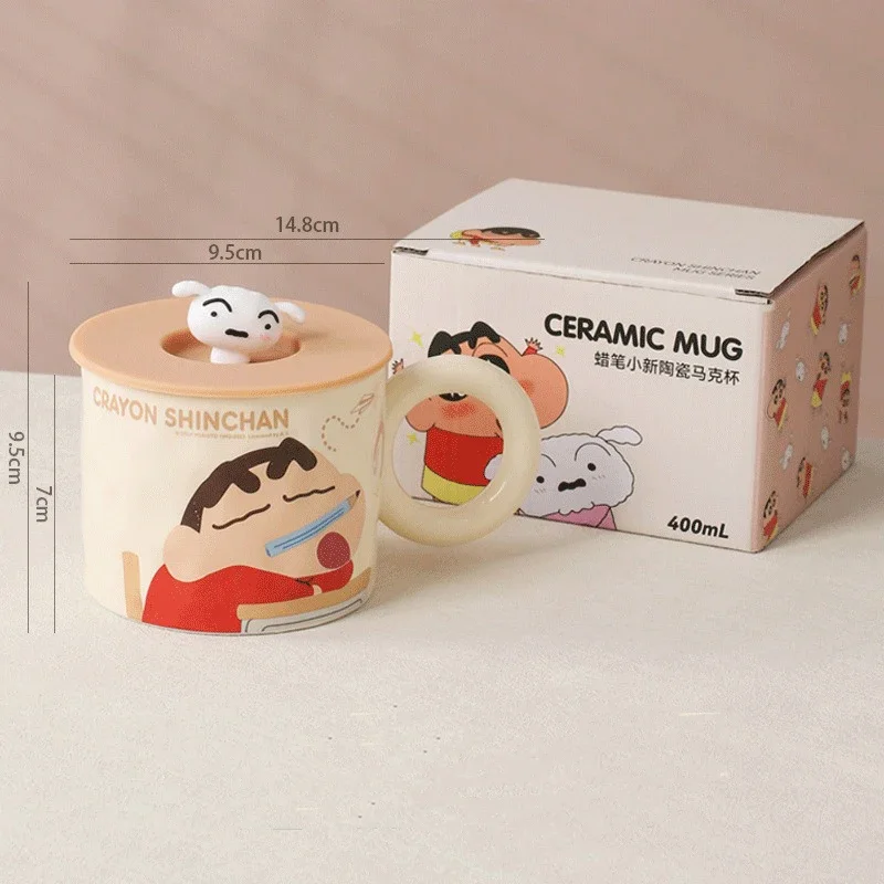 Crayon shin-chan escala caneca portátil casal kawaii presentes criativos perifhe presente dos desenhos animados cerâmica copo de água uso doméstico café