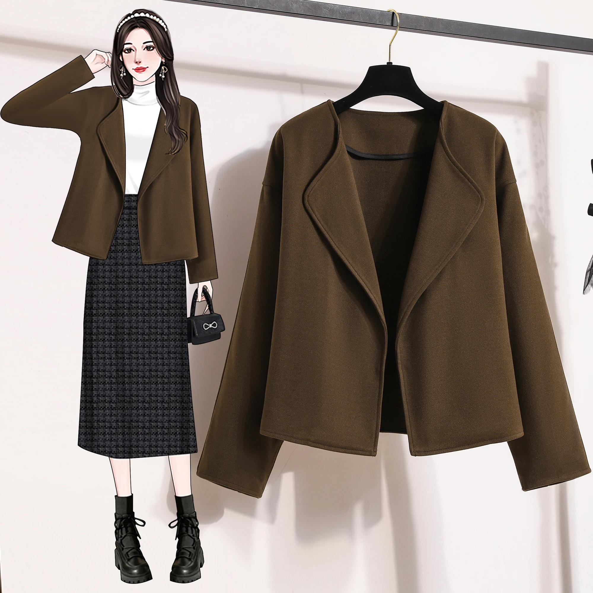 2024 new woolen coat female spring and autumn small fragrant wind thin short suit suit senior sense autumn small man