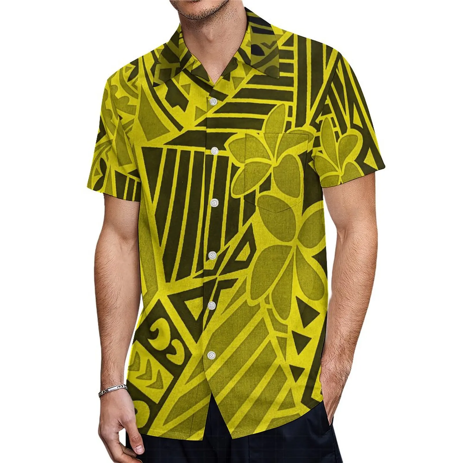 Bellissimo abbigliamento polinesiano samoano colletto quadrato stampa abito Midi carino maniche gonfie con camicia Aloha da uomo vestito da coppia