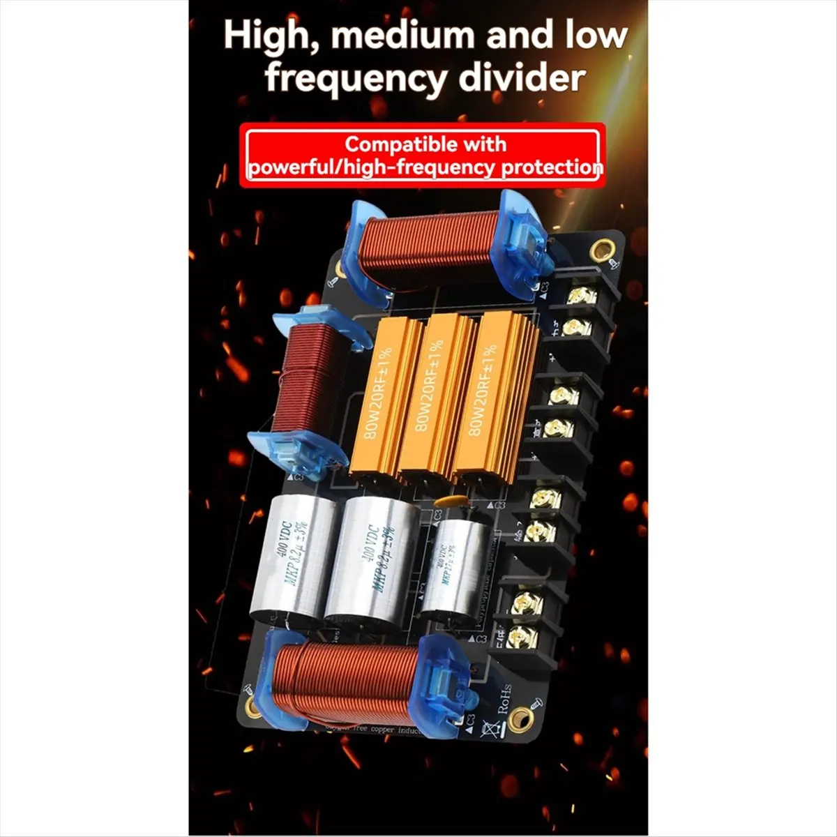 DT60 Three-Way 800W Professional Speaker High Power Splitter 900Hz/3600Hz Stage Home Theater 3-Unit Audio Crossover Filter