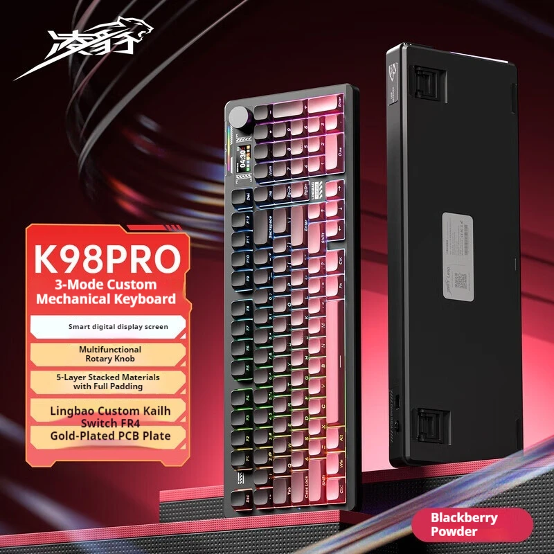 Lingbao K98pro Wireless Mechanical Keyboard Three Mode Full Key Hot Swappable Gasket Games E-Sports Keyboard Computer Peripheral