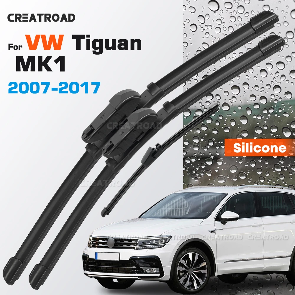 

Silicone Wiper Blades Fit For Volkswagen VW Tiguan MK1 2007-2017 Coated Silent Wear-Resistant Car Windshield Wipers24"+21"+13"