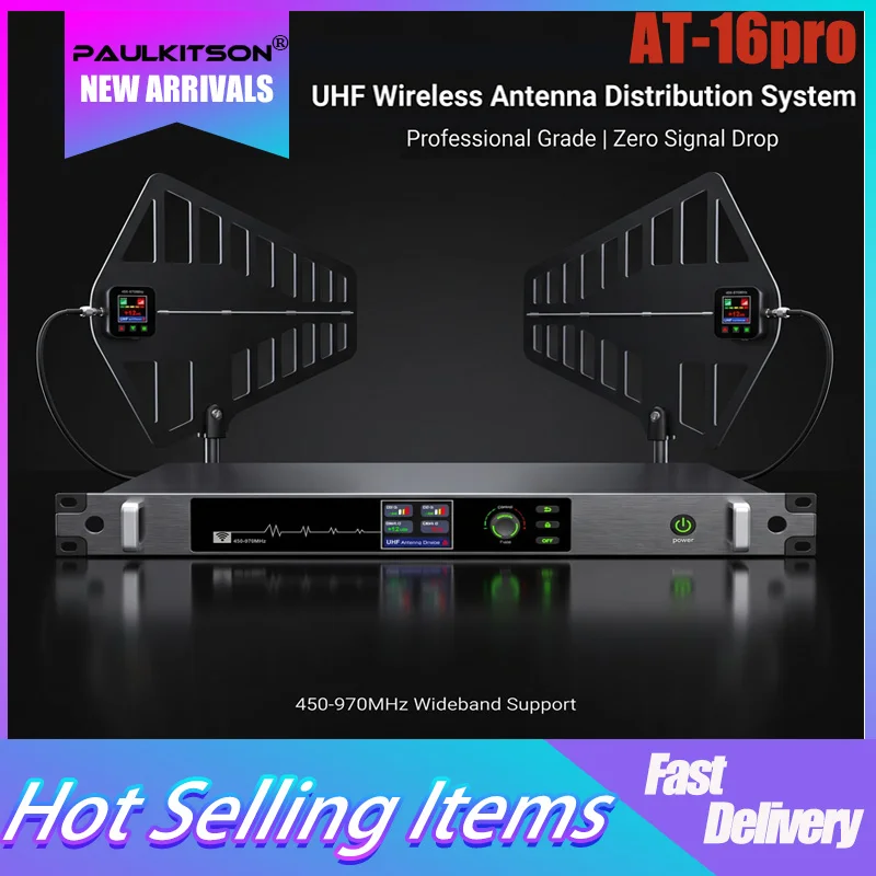 

Paulkitson AT-16pro 450-970MHz UHF Antenna Distribution System Wireless Mic Amplifier Splitter Zero Signal Drop For Stage Live