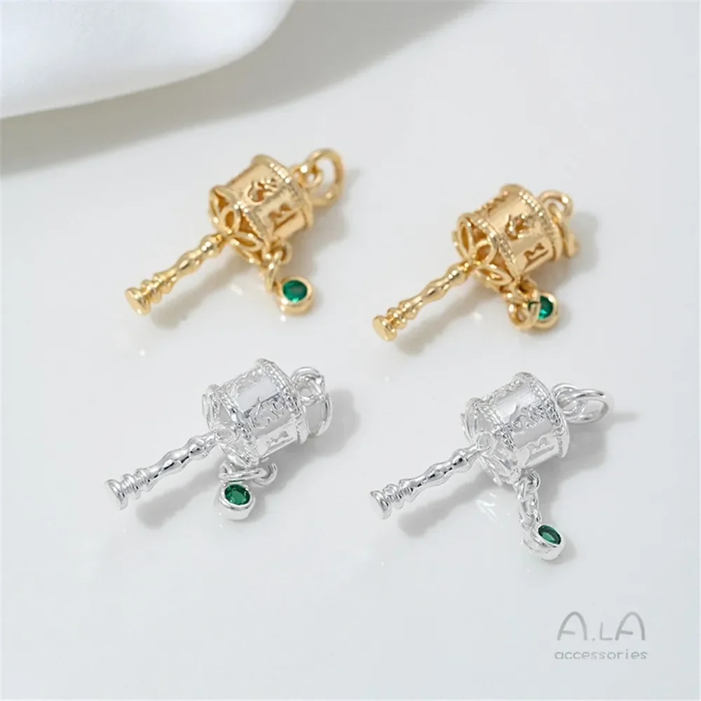 

14K Gold Plated & Silver Plated DIY Jewelry Accessories, Zircon Inlaid Pearl Making Material Small Teardrop Pendant Charms