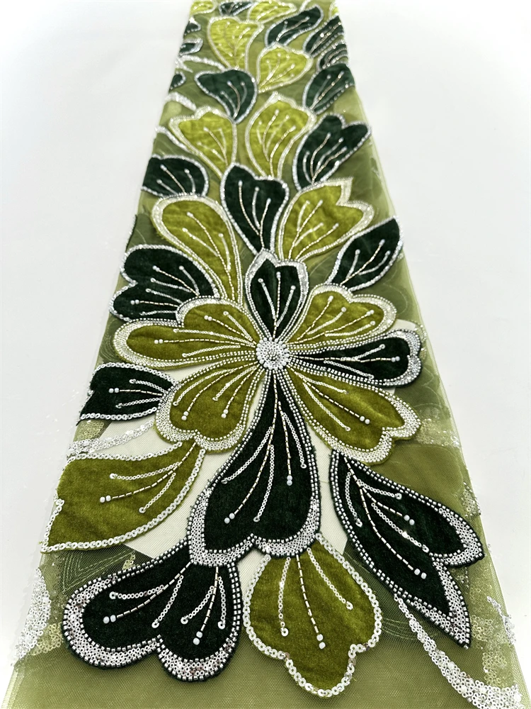 Dernières perles de velours dentelle africaine 2025 paillettes de haute qualité nigérian français Tulle tissu broderie pour les femmes robe