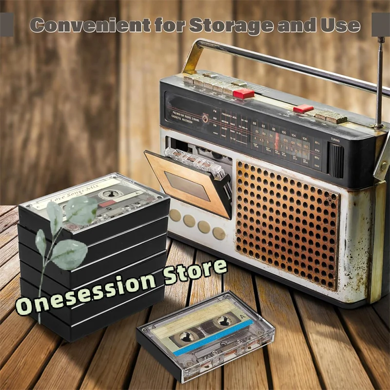 5PCS Clear Plastic Cassette Tape Storage Box – Dustproof Organizer Case for Vintage Audio Tapes, Compact & Stackable