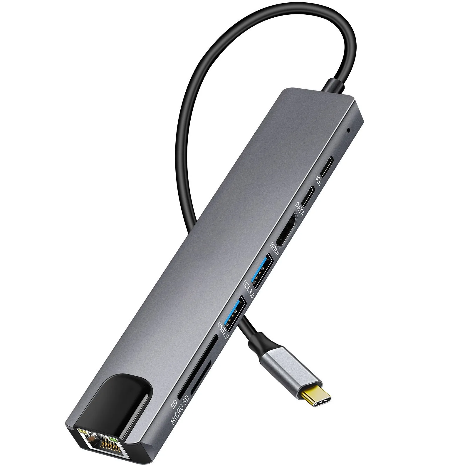 

USB C Hub Type-C to 4K 30Hz HD Display SD/TF Card Reader RJ45 100Mbps Ethernet Adapter Multi-port Splitter PD for Laptop Docking