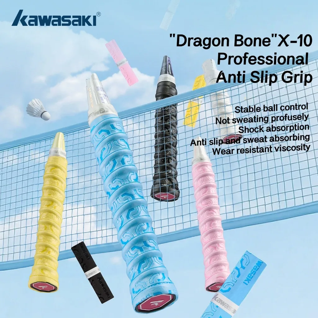 Kawasaki Badminton Grip Overgrip Tennis Racket Grip X-10 Anti-slip Sweat Absorbent Racket Grip Tape for Racket Sports Training