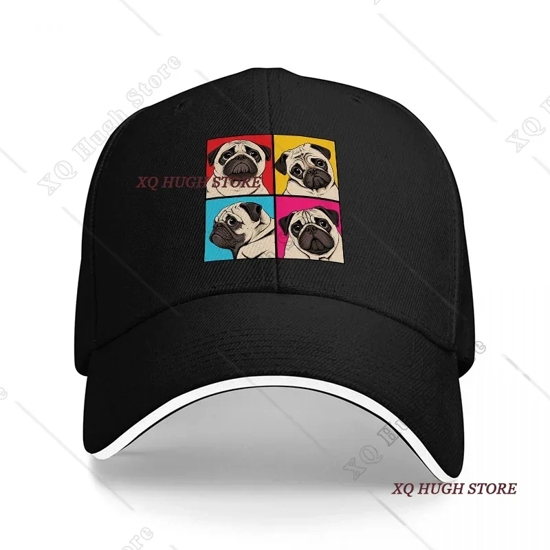 Pug Pop Art Sandwich Baseball Cap Retro Style Adjustable Dad Hat Unisex Cotton Sports Hat