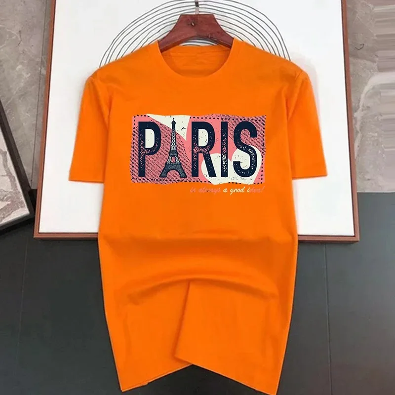 T-shirt stampata parigi di lusso da uomo estiva comoda girocollo manica corta 100% cotone Street Fashion Trendy Top donna Y2K