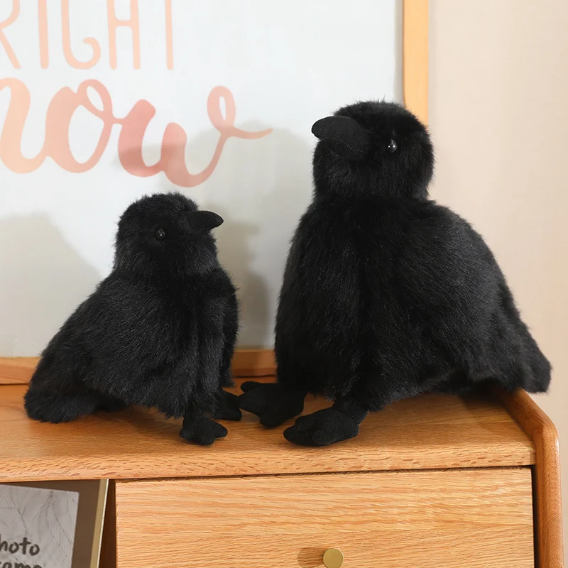 30cm Realistic Crow Plush Toy - Lifelike Stuffed Animal Raven, Soft Halloween/Christmas Gift for Kids Bird Lovers Home Decor
