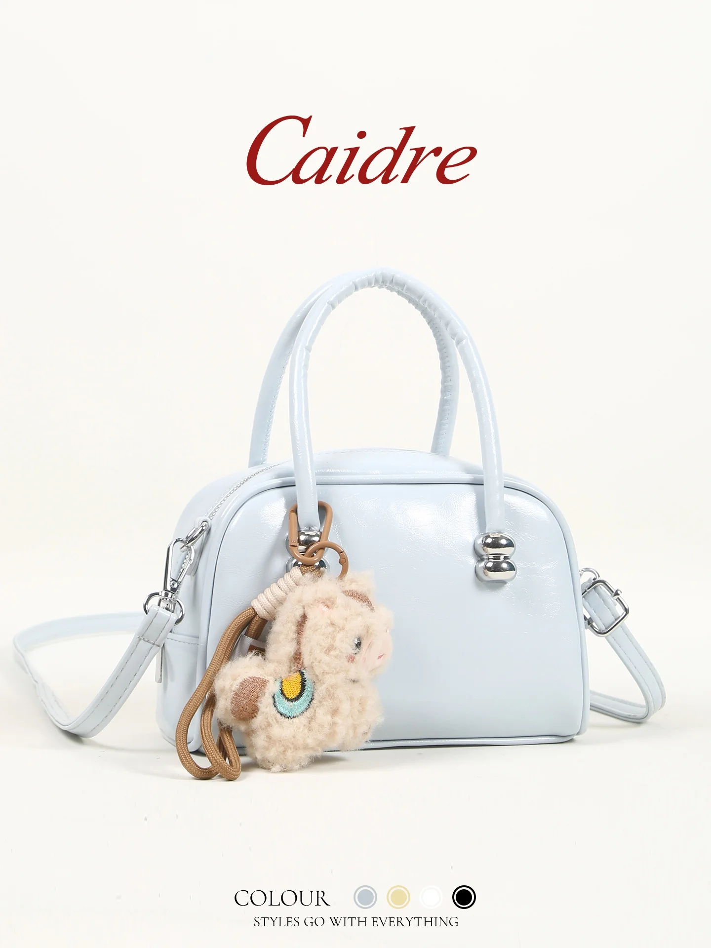 

Caidre Bowling Bag Shoulder Handbag Women's Birthday Gift Cute Small Carry-On Bag Soft PU Leather Korean Style Crossbody Bag