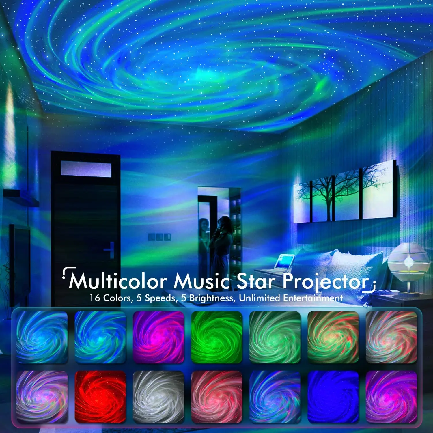 Galaxy Projector, Bedroom Starlight, With Remote Control, Bluetooth Speaker And White Noise, For The Bedroom