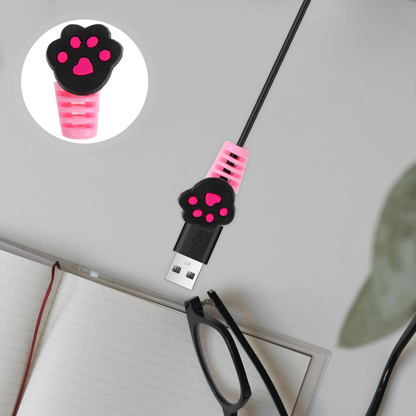 

10 pcs Usb Protector Saver Charging Saver Cable Organizer Foot Design Anti Break Desktop Decoration Cable Accessories