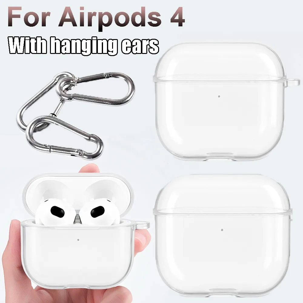 Étui Transparent givré pour Airpods 4, étui pour écouteurs avec oreilles suspendues, étui de protection Anti-chute pour accessoire pour écouteurs Airpods