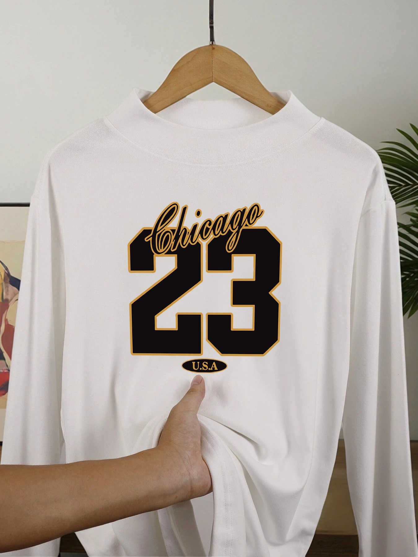 شيكاغو الولايات المتحدة الأمريكية عدد 23 مطبوعة لينة البلوز الرجال الخريف الشتاء طويلة الأكمام قميص الرياضة الدافئة ملابس داخلية وهمية الرقبة قاع القمم