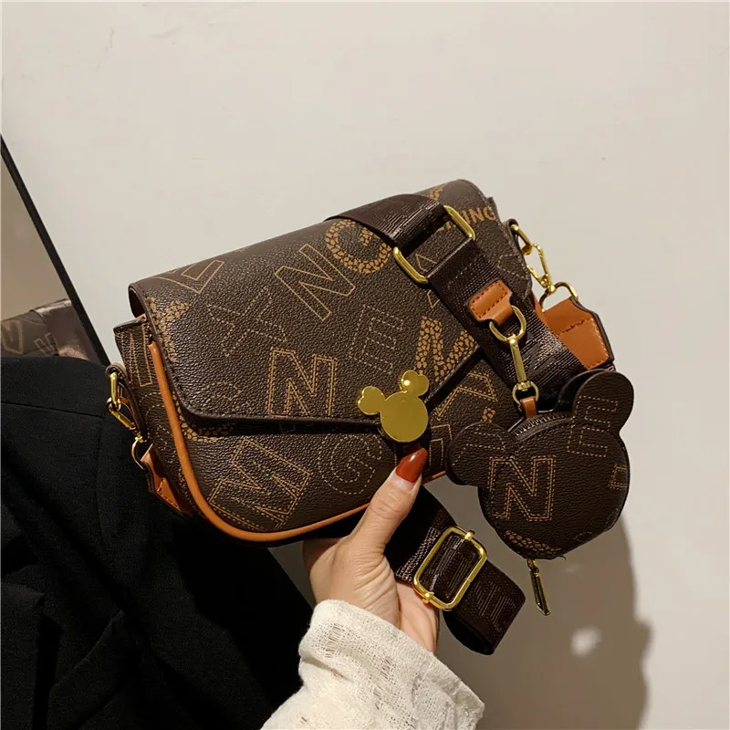 

2025 Square Bag - Letter Print Convertible Shoulder/Crossbody, Trendy Vegan Leather Women's