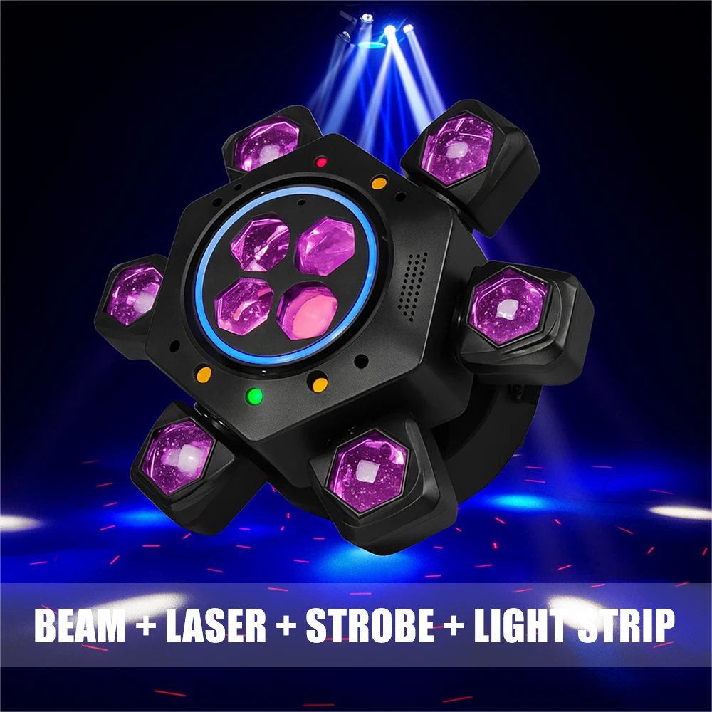 180 واط 6-الذراع عين النحل الدورية ضوء المرحلة شعاع + الليزر + ستروب + شريط إضاءة تأثير متعدد الوظائف ديسكو كشاف إضاءة للحفلات مع جهاز التحكم عن بعد #3