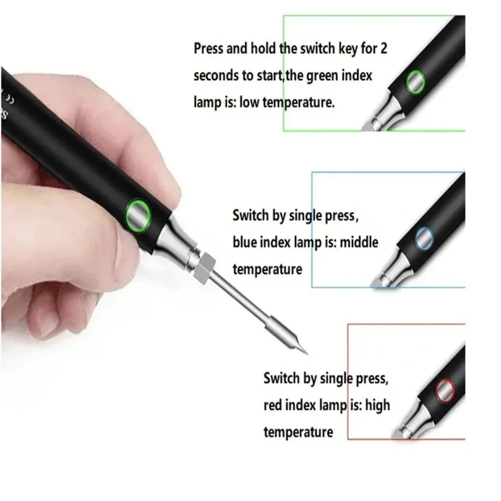 USB Iron 5V 8W/LCD 80W Cordless saldatore strumento penna portatile elettrico alimentato Tip Kit ricaricabile e regolazione della temperatura