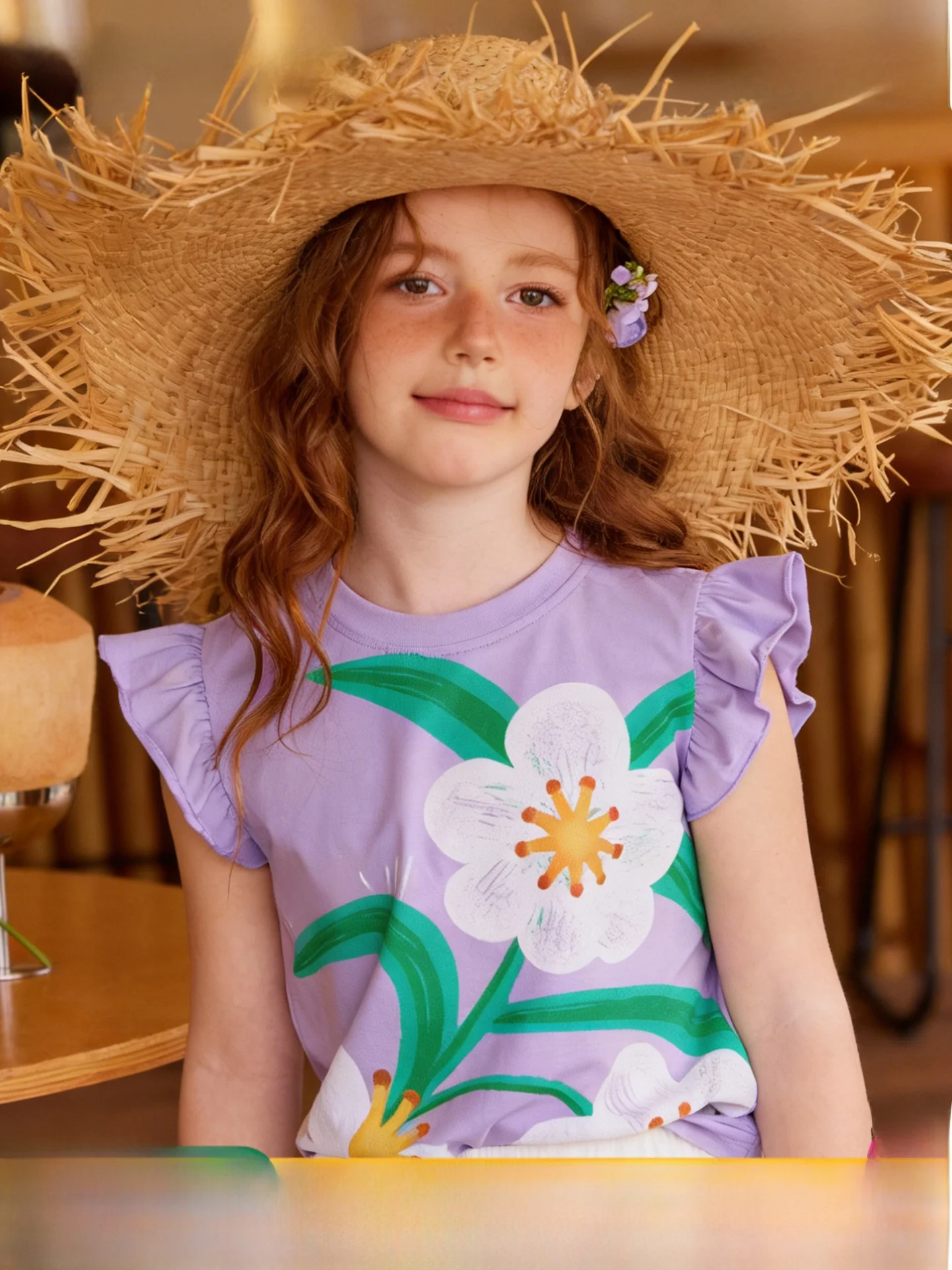 girls-short-sleeve-t-shirt-summer-print-casual-style-cotton-blend-inner-wear-base-layer-top-fly-sleeve-bottoms-children's-fas