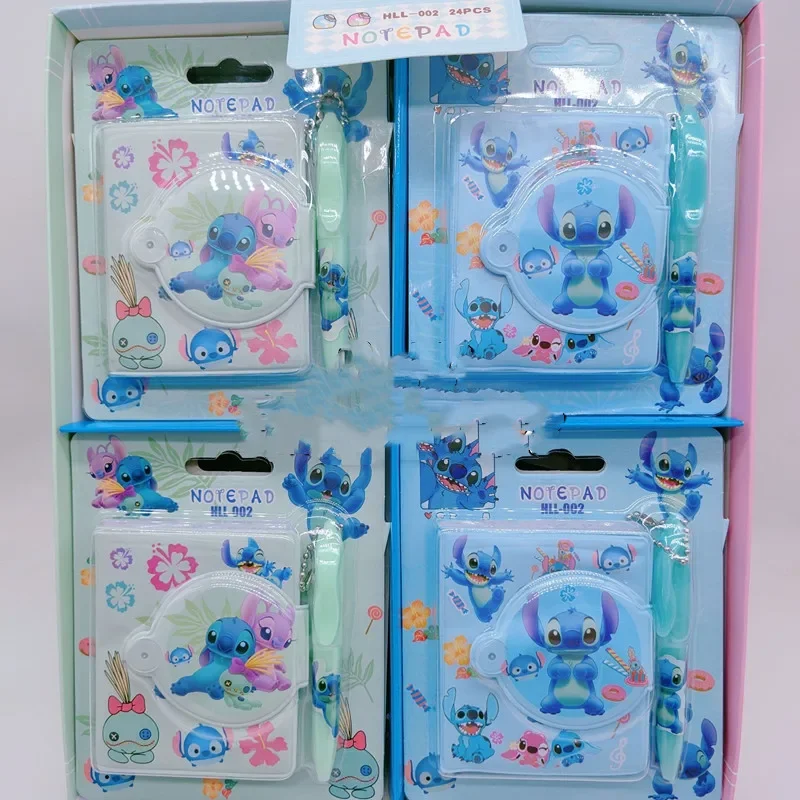 Disney Stitch Notebook con penna Anime Figure Kawaii Lilo & Stitch blocco note portatile Mini Notebook Set regalo di cancelleria per bambini