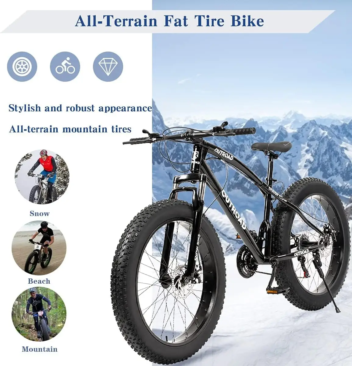 Mountain Bike with 26 inch Wheels, 21 Speed with High Carbon Steel Frame, Double Disc Brake and Front Suspensio