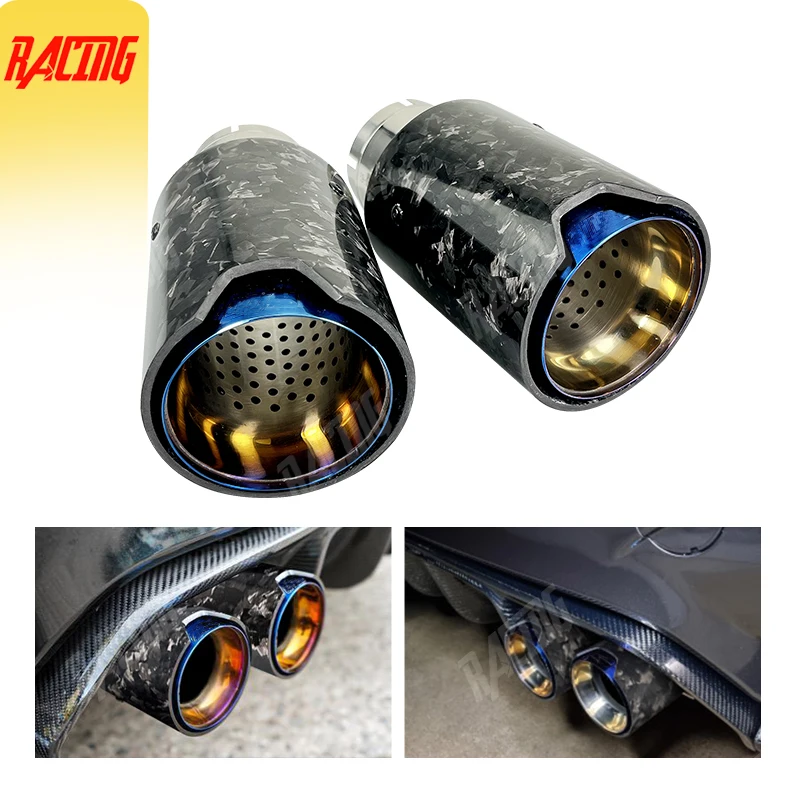 1 PCS Exhaust Tip Universal Burnt Blue Stainless High Quality Carbon Fiber Fit for Car Muffler Pipe Modified