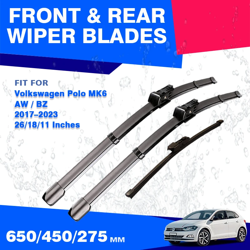 Front Rear Wiper Windshield Blades Set For Volkswagen Polo 6 MK6 AW BZ 2017 – 2023 GTI R LINE Accessories Windscreen Window 2018