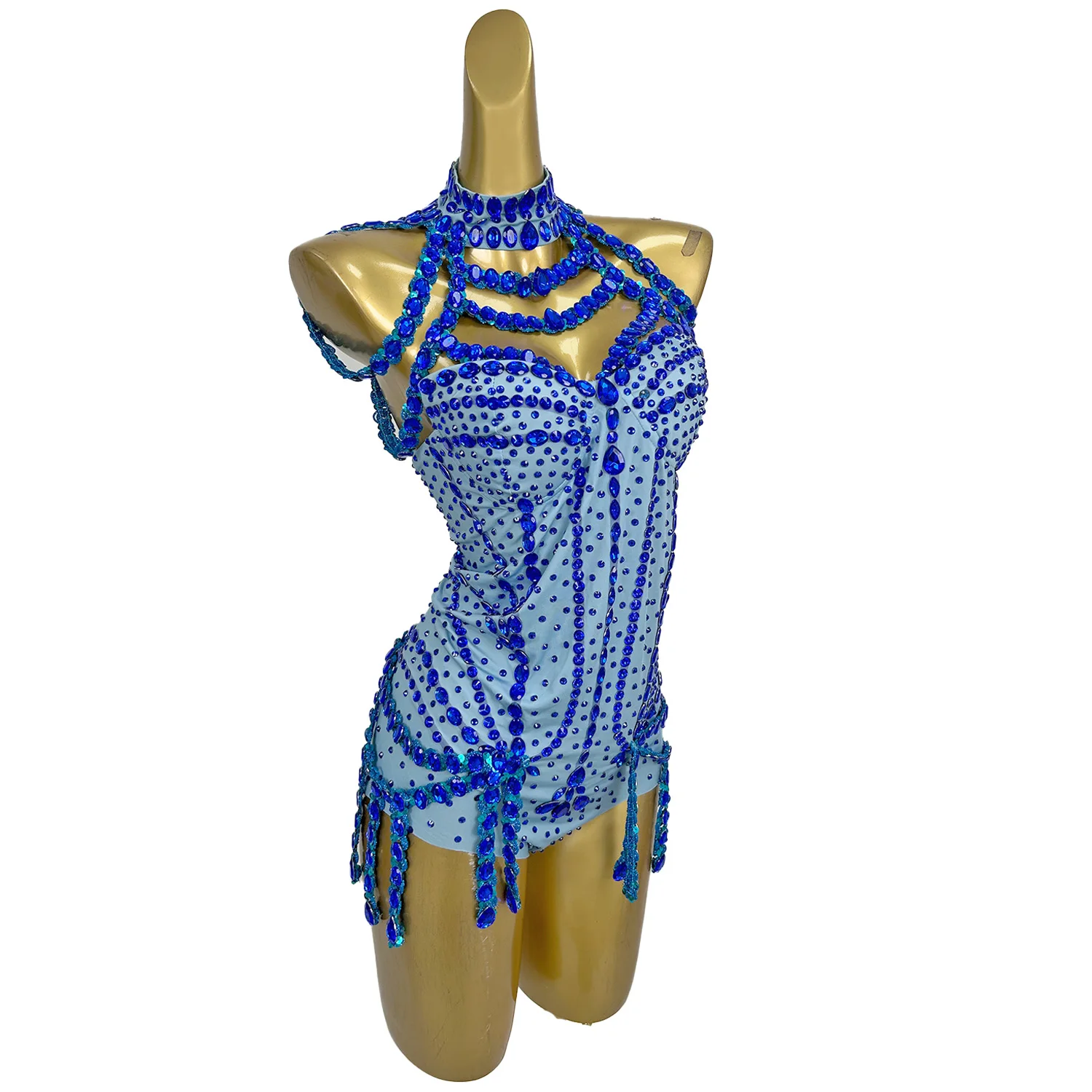Sparkly Rhinestone Blue Bodysuits ผู้หญิง Club Night Stage Dance สวมใส่คนดังวันเกิด Party เครื่องแต่งกาย Xiaolan