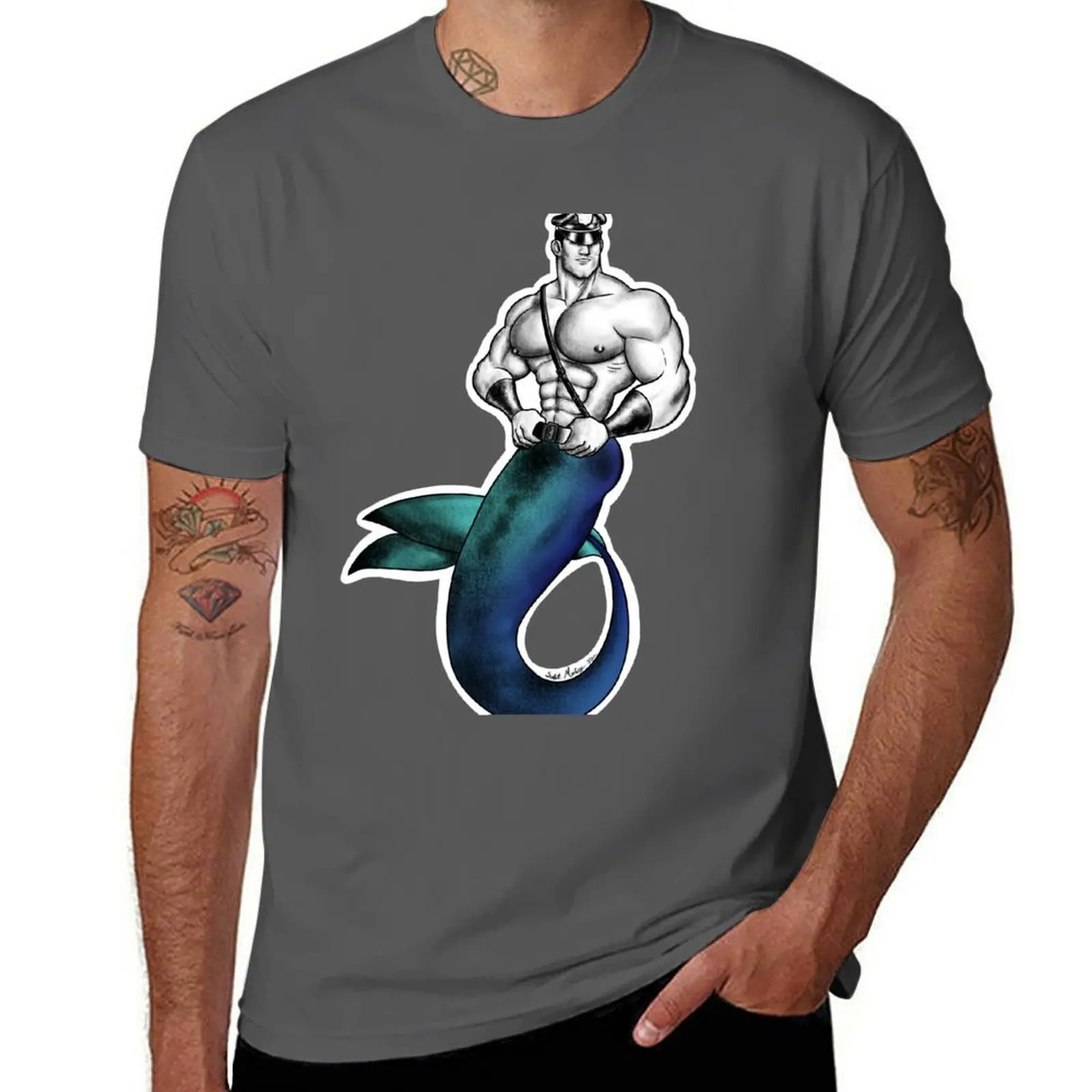 

ToF Inspired Leather Daddy Merman T-Shirt cotton t shirt pack t shirts for man graphic funny T-Shirt