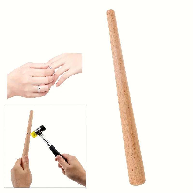 2pcs Adjustable Hardwood Ring Mandrel Jewelry Sizing Stick for Gold Silver Ring Shaping Polishing DIY Goldsmith Craft Tools