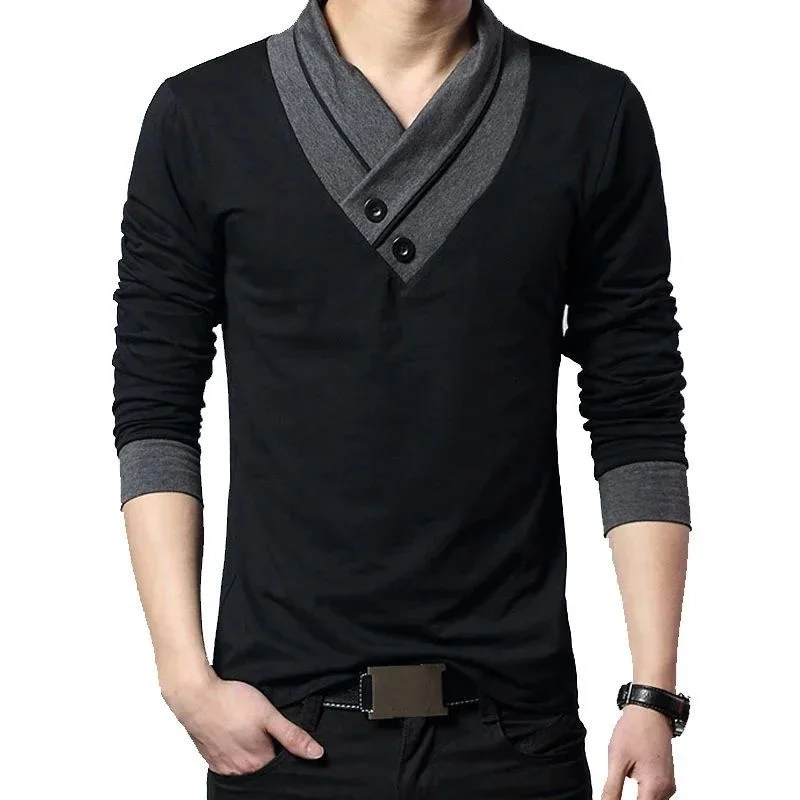 Men's Slim Fit Cotton Long Shirt Fashionable Inner Wear Cleanfit Style Casual Male Clothing Mid-aged Suitable All Seasons