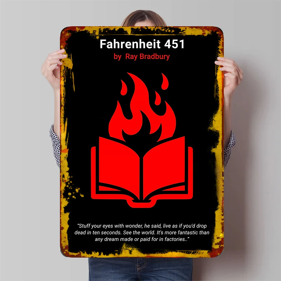 Fahrenheit 451 Ray Bradbury libro arte literatura temática pintura de hierro decoración del hogar