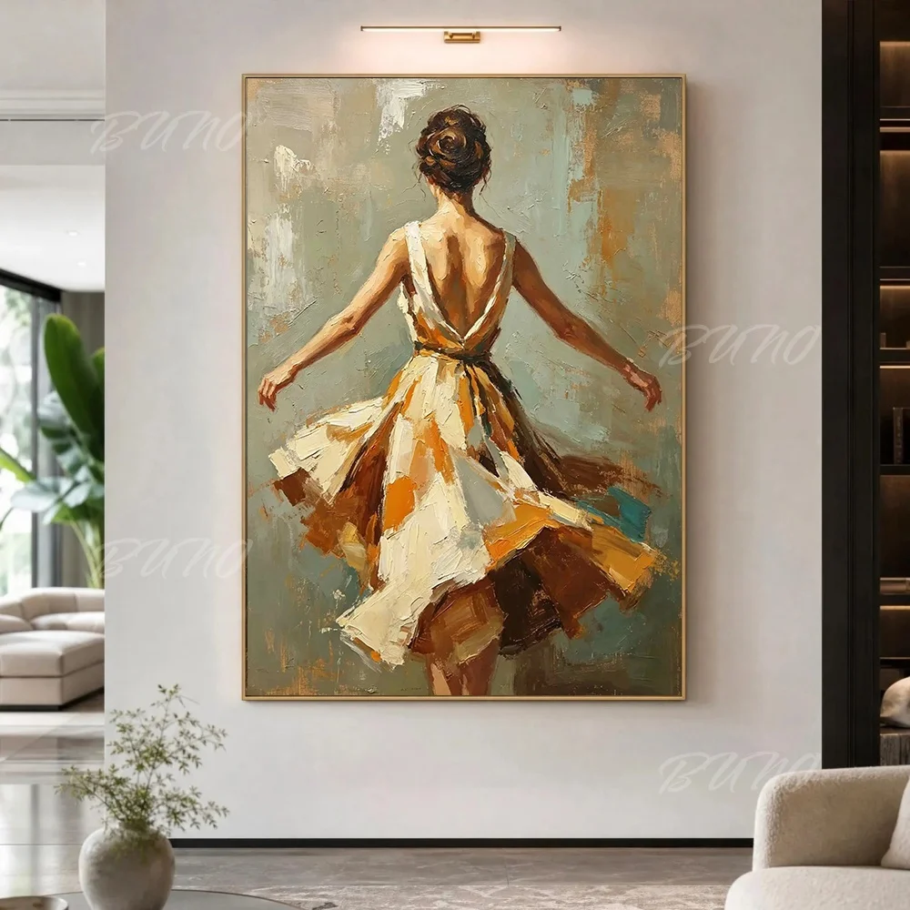 100% Handmade Abstract Oil Painting Original Palette Knife Dancer Canvas Art For Home Living Room Decor Bedroom Wall Art