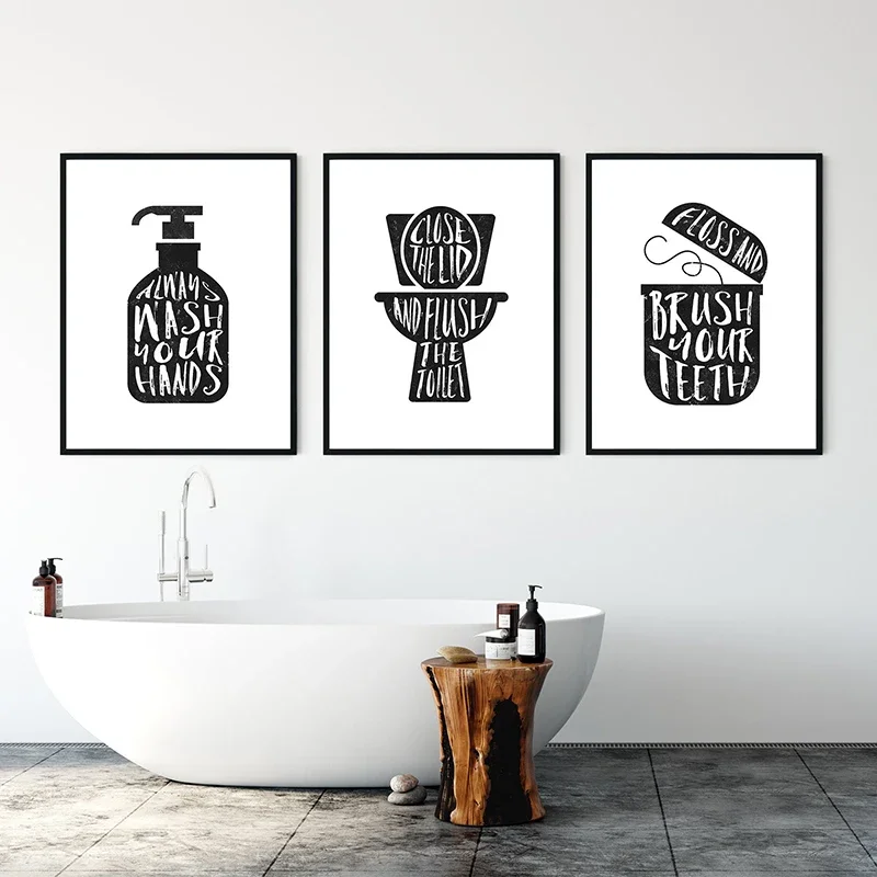 1pc frameless Canvas Painting Funny Bathroom Rules Signs Poster Toilet Humor Print Canvas Painting Wall Art Picture for Bathroom