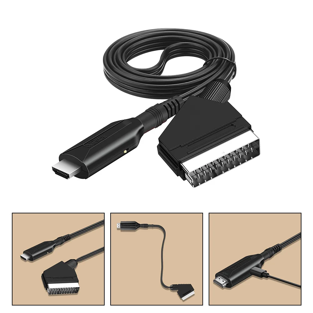 

Scart to Video Converter 1080p Durable Audio Video Adapter No Driver Needed Signal Converter for Dvd Recorder