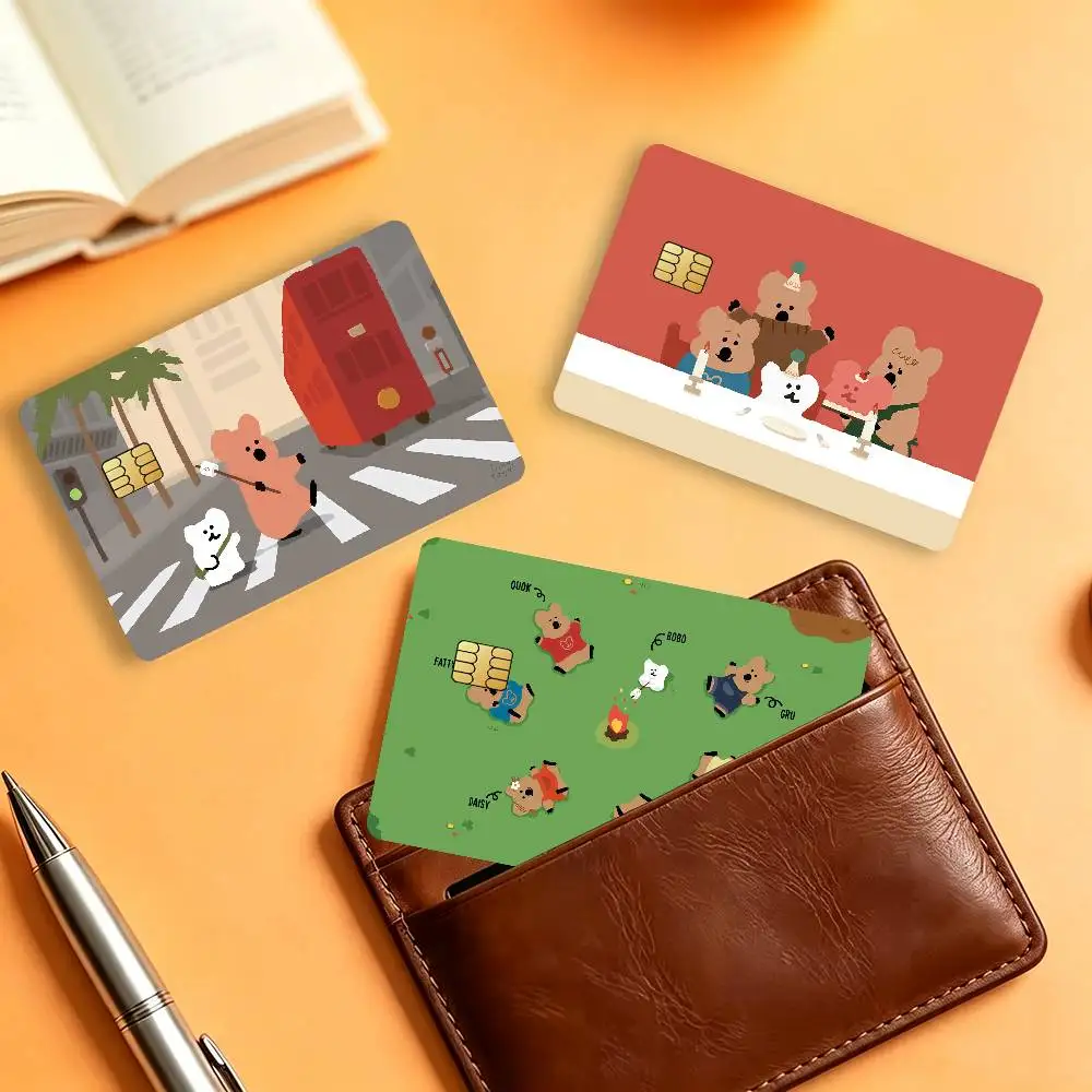 Fashion D-Dinotaeng-S Cute Waterproof Card Stickers For Credit Cards Debit Cards And Transit Cards 4pcs