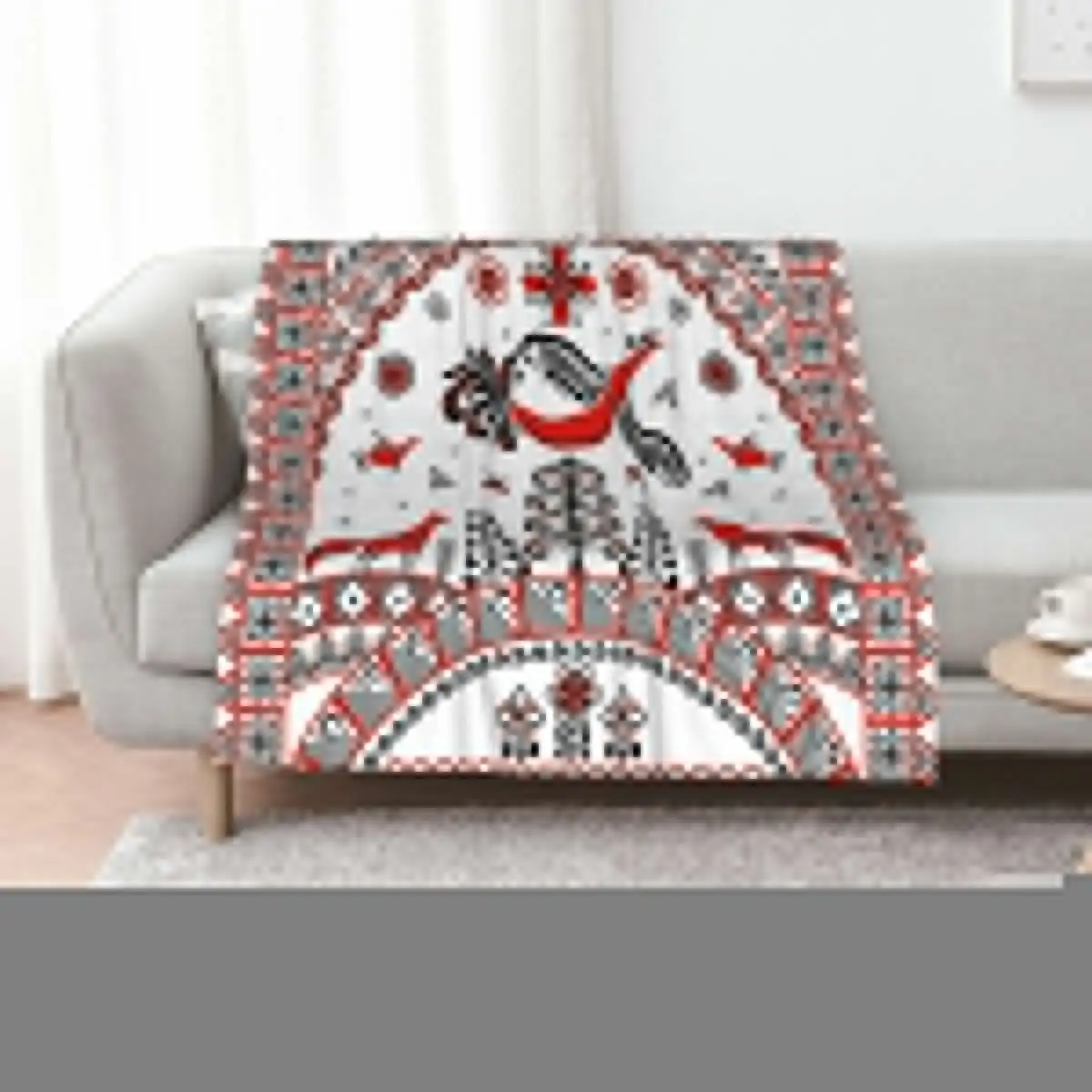 Bird of happiness. Mezen hand painted. Folk Art. Throw Blanket Bed warm winter halloween Luxury Throw Blankets