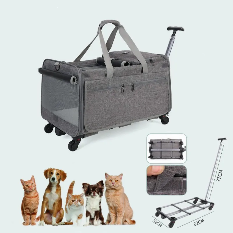 

Mesh Breathable Dog Pet Stroller Trolley Dog Cat Backpack Pet Carrier Wheels Detachable Portable Outdoor Large Pet Travel Cart