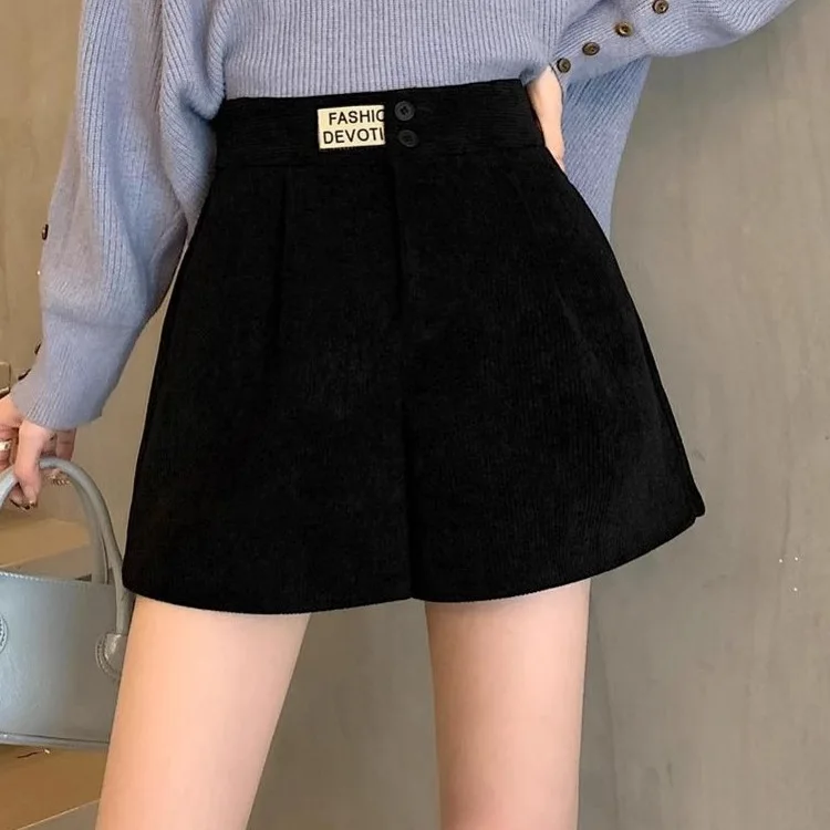 2026 Composite Milk Silk Corduroy For Women, Autumn Winter Casual High Waist Wide Leg Leggings Boot Shorts