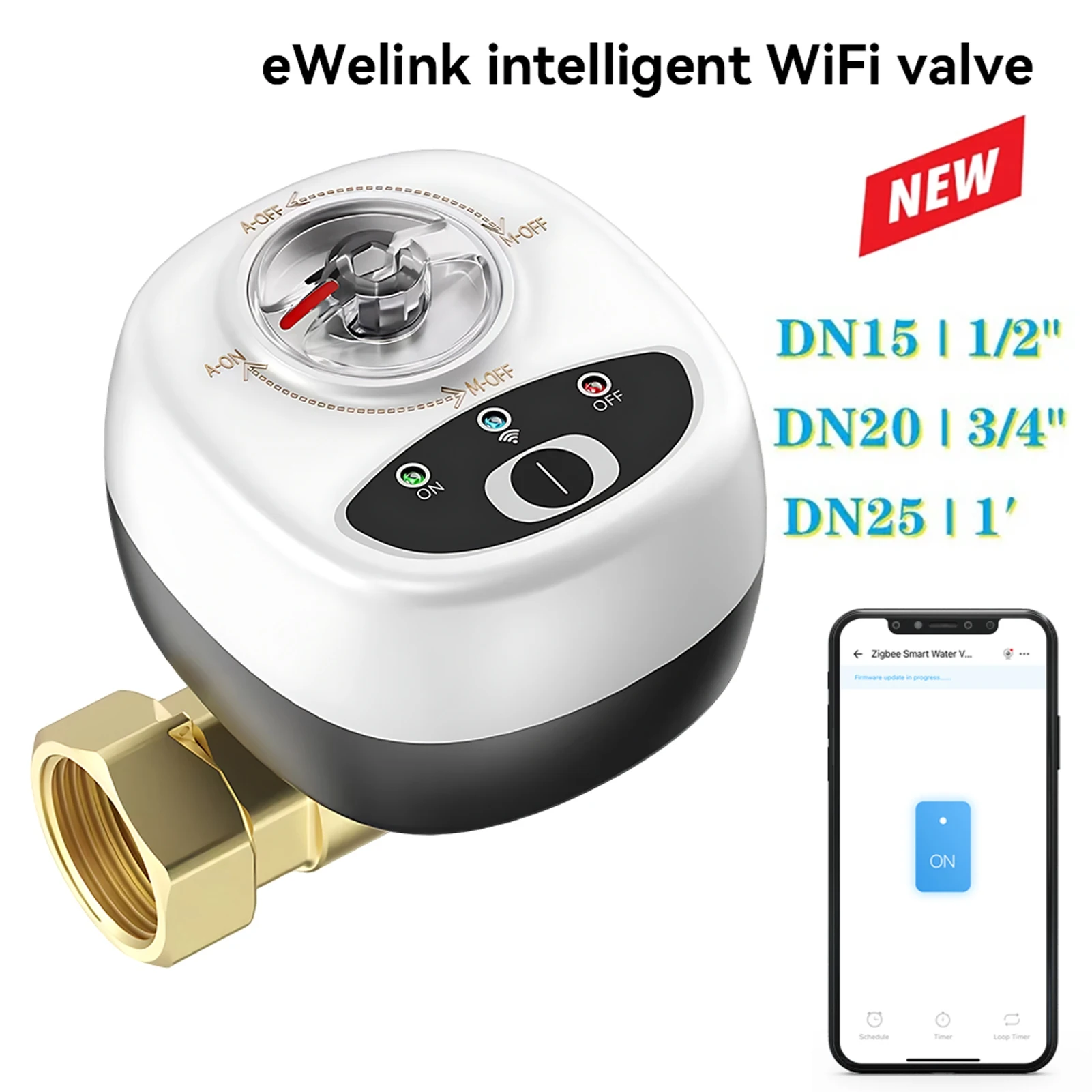 EWeLink WiFi Watervalve Automatic Switch Intelligent Ball Valve IP65 Waterproof Rating Wireless Remote APP Control Compatible