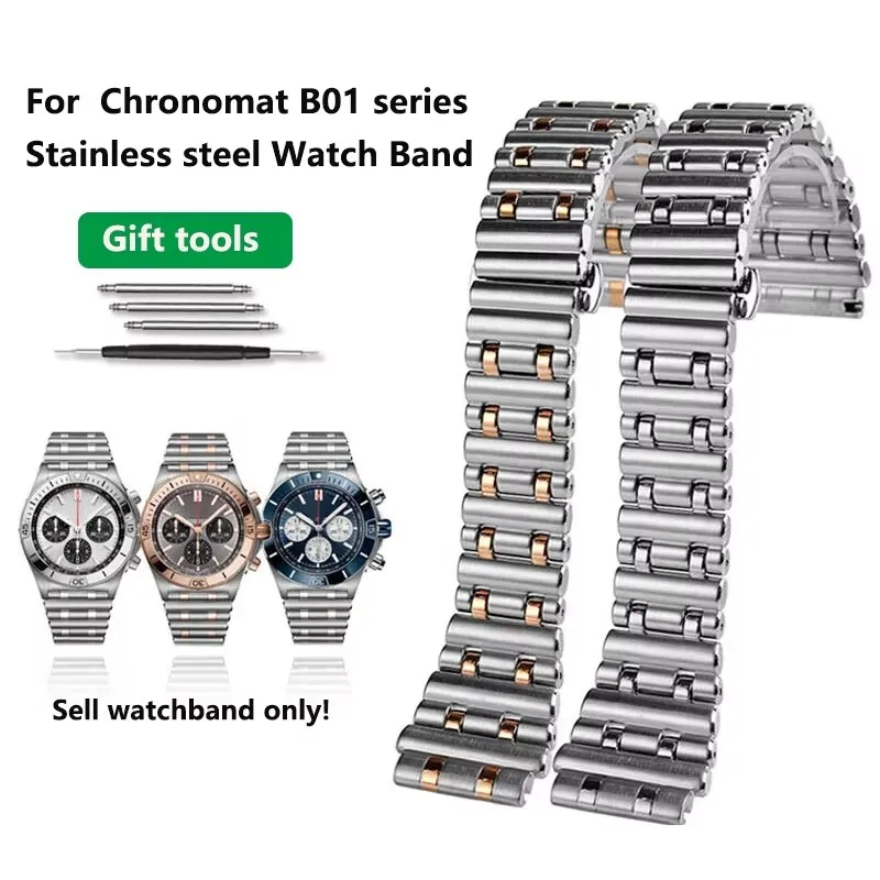 22mm 24mm Premium-Grade solid metal Strap For Breitling mechanical timing 316L fine Stainless steel watch Super Ocean watchbands view 5