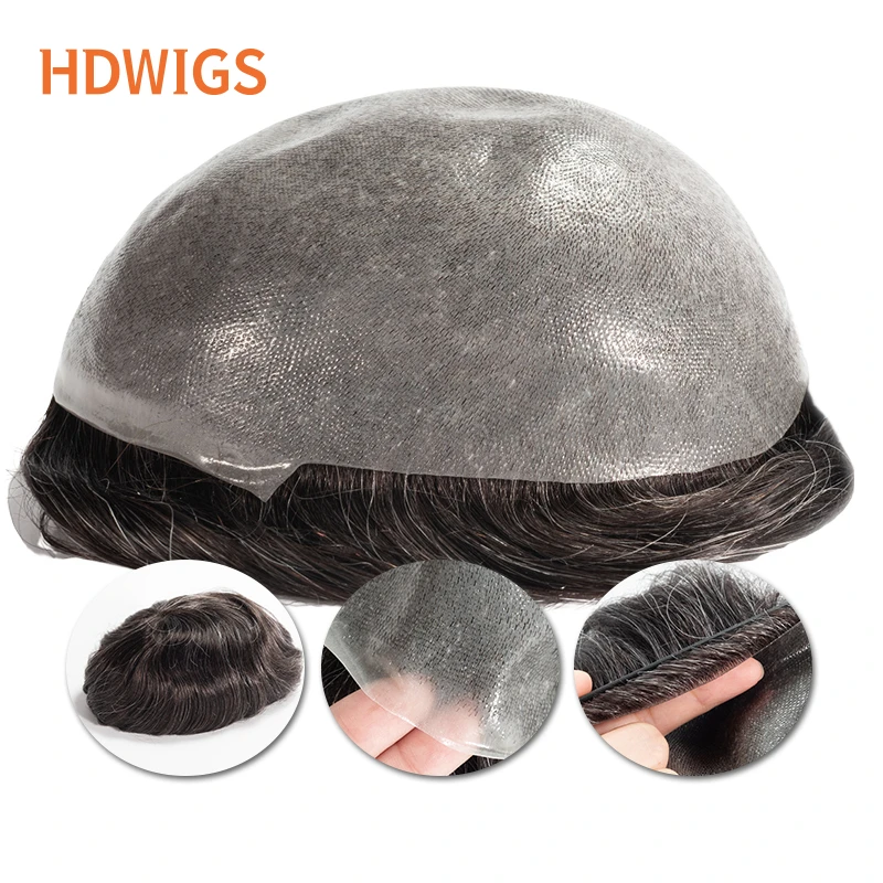 Curly Thin Skin Men Capillary Prosthesis PU 0.04-0.06mm Man Toupee Human Hair Wigs Vloop Hair System Unit Kinky Curly Hairpiece