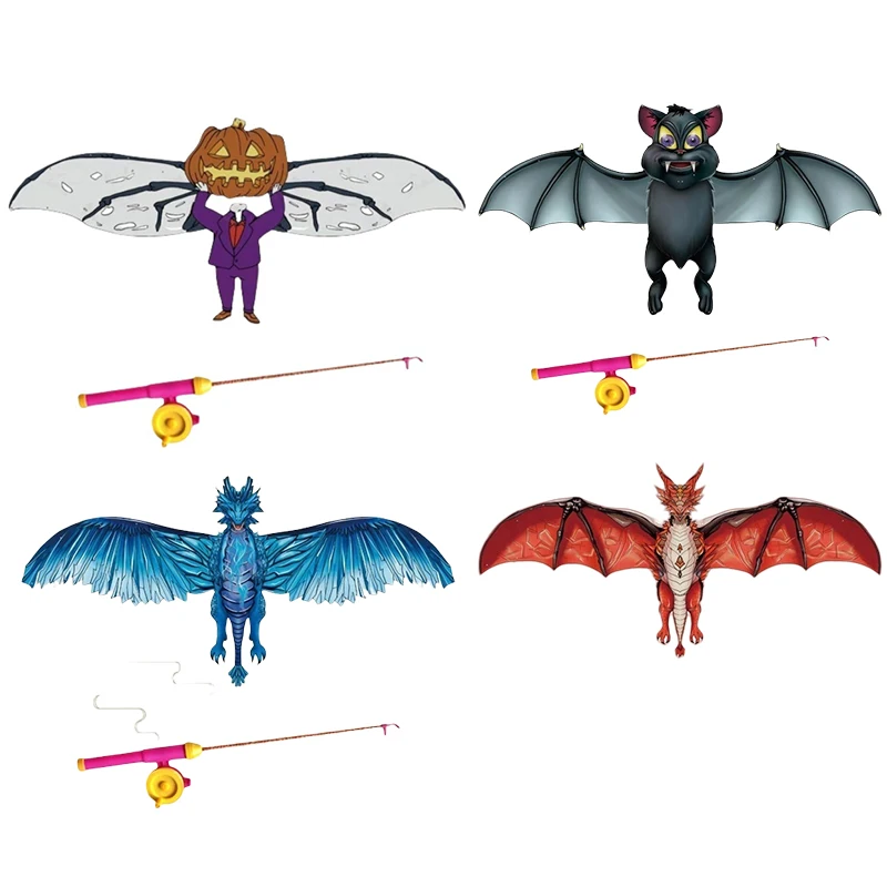 1 Set Kids Vivid Dragon Bat Snake Easy To Fly Phoenix Kites For Toddler Outdoor Beach Park Beginner Mini Fishing Rod Kite